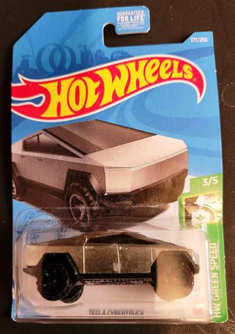 New 2021 Hot Wheels Tesla Cybertruck HW Green Speed Damaged