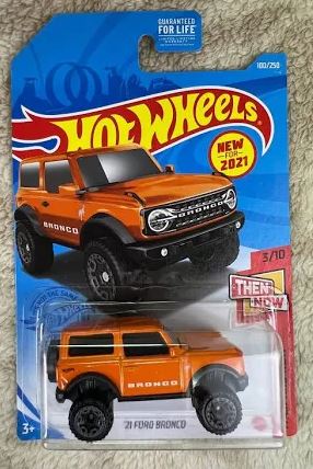 New 2021 Hot Wheels '21 Ford Bronco Then and Now Orange