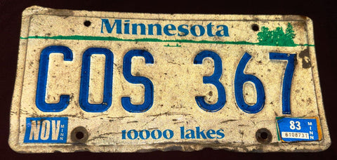 1983 Minnesota White Licence Plate Used