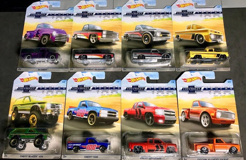 New 2018 Hot Wheels Chevy Trucks 100 Years Walmart Exclusive Full Set of 8 Trucks