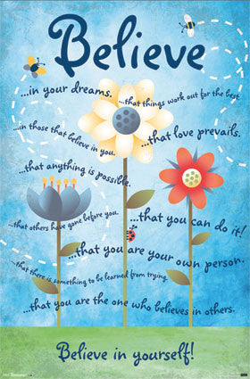 Believe In Yourself Motivational Poster 22x34 RP2166  UPC017681021668