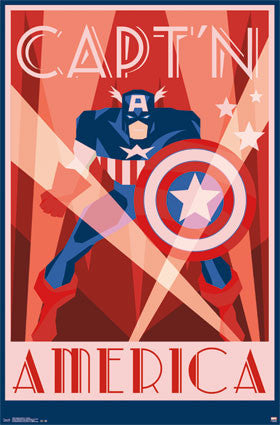 Captain America – Art Deco Movie Poster RP13230 22x34 UPC882663032303 Marvel