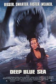 Deep Blue Sea Movie Poster 27x40 Used Brent Roam, Aida Turturro, Eyal Podell, Frank Welker, Valente Rodriguez, Samuel L Jackson, Stellan Skarsgård, Mary Kay Bergman, Ronny Cox, Saffron Burrows, Renny Harlin, Michael Rapaport, Erinn Bartlett, LL Cool J