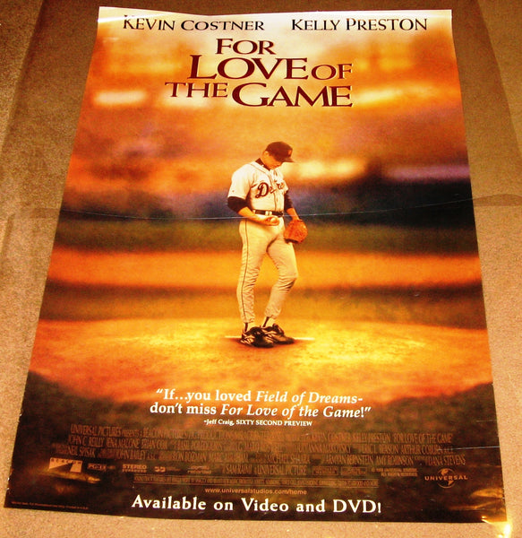 For The Love of the Game 27x40 Used Kevin Costner Kelly Preston