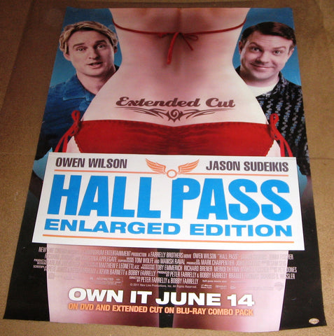 Hall Pass Enlarged Edition Extended Cut Movie Poster 27x40 Used Owen Wilson, Patricia French, Christina Applegate, Richard Jenkins, Daniel Greene, Zen Gesner, Alyssa Milano, Kathy Griffin, Tyler Hoechlin, Ron Brown, Terry Mullany, Christa Campbell