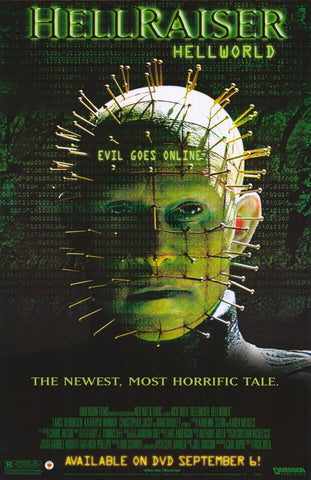 Hellraiser Hell World Movie Poster 27x40 Used Gary J Tunnicliffe, Lance Henriksen, Khary Payton, Christopher Jacot, Mike J Regan, Victor McGuire, Doug Bradley, Katheryn Winnick, Henry Cavill