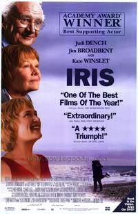 Iris Movie Poster 27x40 Used Jim Broadbent, Stephen Marcus, Juliet Aubrey, Kris Marshall, Nancy Carroll, Penelope Wilton, Juliet Howland, Samuel West, Judi Dench, Angela Morant, Hugh Bonneville, Joan Bakewell