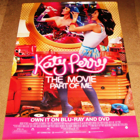 Katy Perry The Movie Part Of Me Movie Poster 27x40 Used Shannon Woodward, Kelly Clarkson, Keith Hudson, Justin Bieber, Heidi Klum, Russell Brand, Katy Perry, Alanis Morissette, Ellen DeGeneres