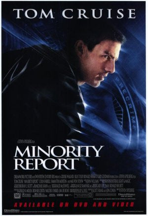 Minority Report Movie Poster 27x40 Used Steven Spielburg, Tom Cruise, Bonnie Morgan, Patrick Kilpatrick, Kurt Sinclair, Max Trumpower, Frank Grillo, Kathryn Morris, Lois Smith