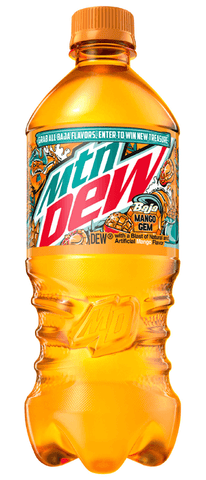 New Mountain Dew Baja Mango Gem Soda Pop 20 Ounce Bottle