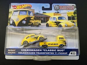New 2020 Hot Wheels Volkswagen "Classic Bug" Volkswagen Transporter T1 Pickup Team Transport Series #22
