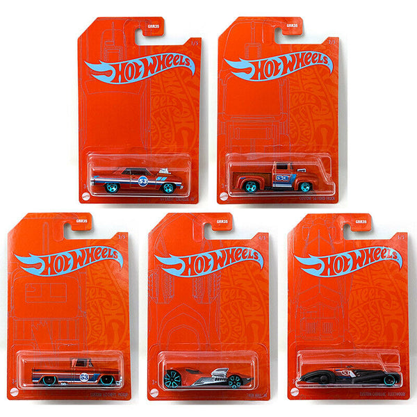 New 2021 Hot Wheels 53rd Anniversary Set of 5 Cars Orange and Blue