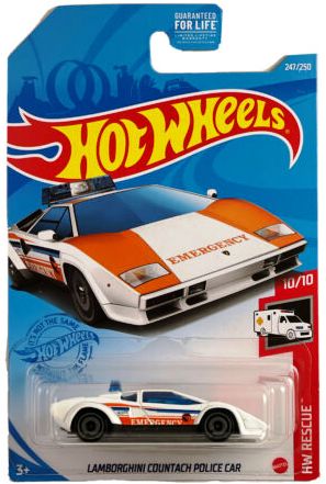 New 2021 Hot Wheels Lamborghini Countach Police Car HW Rescue