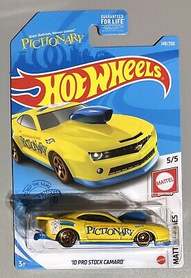 New 2021 Hot Wheels '10 Pro Stock Camaro Pictionary Mattel Games Yellow