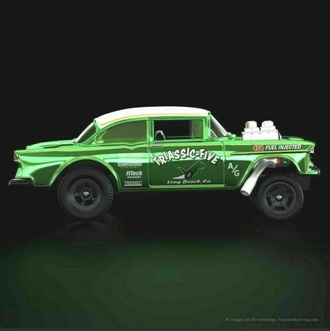 New 2021 Hot Wheels '55 Chevy Bel Air Gasser RLC Car Triassic-Five Green