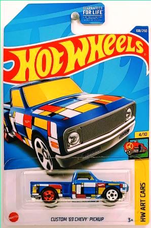 New 2022 Hot Wheels Custom '69 Chevy Pickup HW Art Cars 108/250 Blue