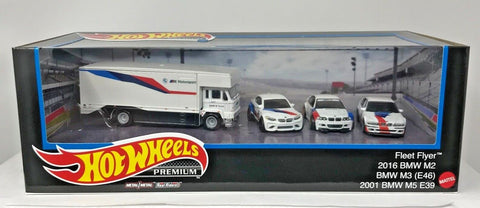 New 2022 Hot Wheels Fleet Flyer BMW Premium Diorama Display Box Set Real Riders Diecast Collection 4 Pack