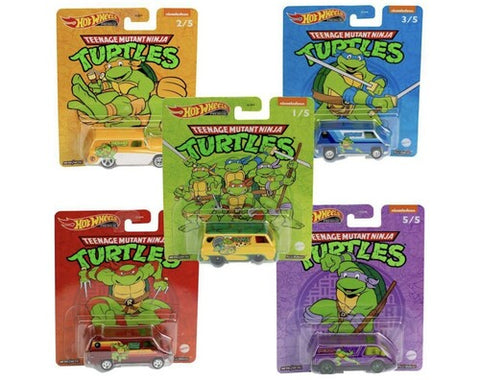New 2022 Hot Wheels Teenage Mutant Ninja Turtle 5 Car Set