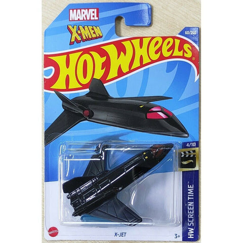 New 2022 Hot Wheels X-Jet Marvel X-Men HW Screen Time Black Damaged Card