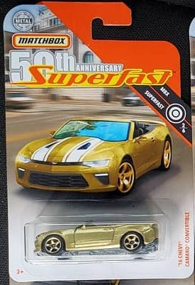 New 2019 Matchbox '16 Camaro Convertible Gold  50th Anniversary Superfast Car