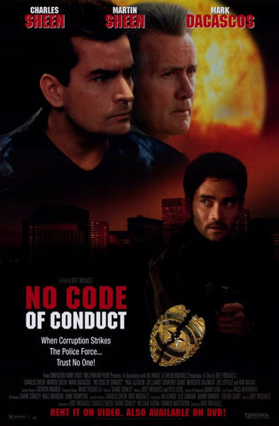 No Code Of Conduct 1998 Movie Poster 27x40 Used Charlie Sheen, Martin Sheen, Bret Michaels