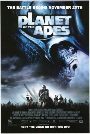 Planet of the Apes Movie Poster 27x40 (2001) Used Toby Cockerell, Rick Baker, Mark Wahlberg, Nils Allen Stewart, Paul Bunnell, Anne Ramsay, Tim Roth, Erick Avari, Deep Roy, Michael Clarke Duncan, Joanna Krupa