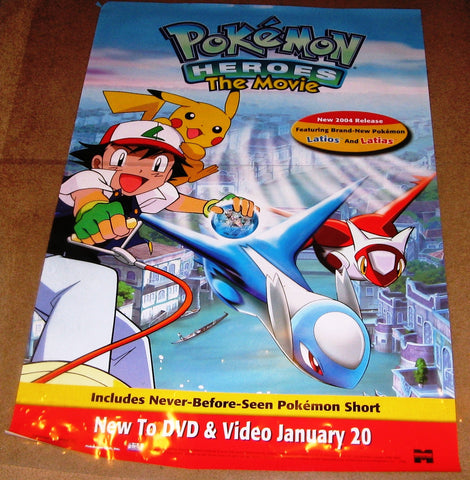 Pokemon Heroes The Movie 2003 Movie Poster 27x40 Used