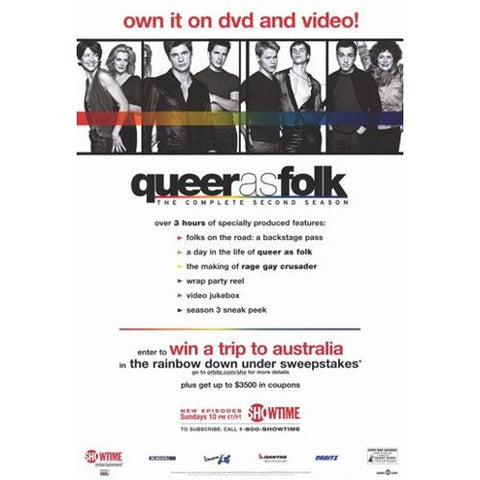 Queer as Folk the Complete Second Season Movie Poster 27x40 Used Michelle Clunie, Peter Paige, Scott Lowell, Sharon Gless, Thea Gill, Robert Gant, Hal Sparks
