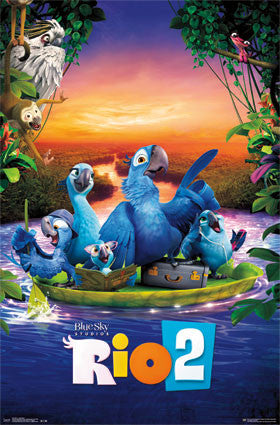 Rio 2 – One Sheet Poster 22x34 RP2411 UPC017681024119 Andy Garcia, Carlinhos Brown, Bernardo de Paula, Miguel Ferrer, Jemaine Clement, Jamie Foxx, Jim Conroy, Nola Donkin, Jesse Eisenberg, Bebel Gilberto, Rachel Crow