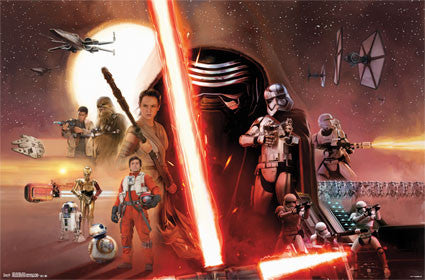SWTFA - Group Movie Poster 22x34 RP14014 UPC882663040148 Star Wars The  Force Awakens