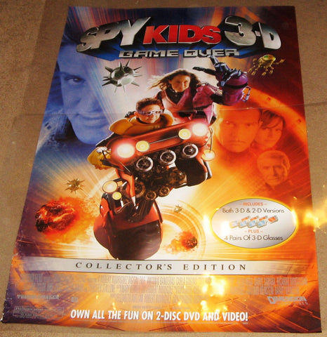 Spy Kids 3-D Game Over 2003 Movie Poster 27x40 Used Selena Gomez, Salma Hayek, George Clooney, Elijah Wood, Danny Trejo, Bill Paxton, Sylvester Stallone, Antonio Banderas, Cheech Marin