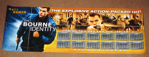 The Bourne Identity Movie Poster 2003 Calendar 10x30  Used Matt Damon