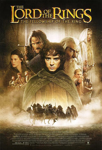 The Lord of the Rings the Fellowship of the Ring Movie Poster 27x40 Used Sarah McLeod, Elijah Wood, Bill Johnson, Norman Forsey, Sean Bean, Andy Serkis, Leo McKern, Noel Appleby, Marton Csokas, John Rhys-Davies, Dominic Monaghan, Ian McKellen