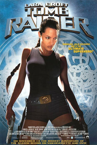 Tomb Raider Movie Poster 27x40 Lara Croft Used Angelina Jolie, Olegar Fedoro, Robert Phillips, James Embree, Jimmy Roussounis, Chris Barrie, Carl Chase, Sylvano Clarke, Richard Johnson, Jon Voight, Julian Rhind-Tutt, Daniel Craig, Noah Taylor