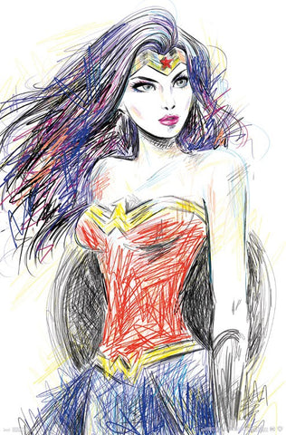 Wonder Woman - Sketch RP15735 22x34 Movie Poster UPC882663057351 DC Comics