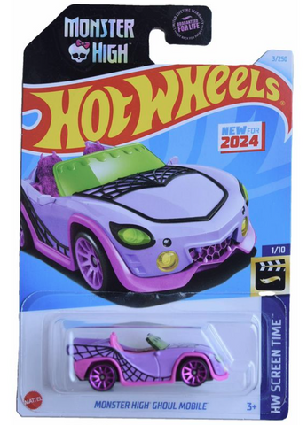 New 2025 Hot Wheels Monster High Ghoul Mobile Screen Time Purple 3/250 & 1/10