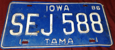 1997 Iowa Blue Licence Plate Used