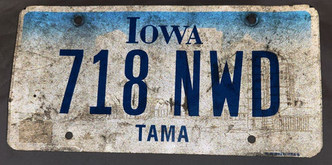 2014 Iowa White Licence Plate Used