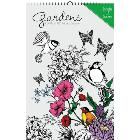 2017 Oversized Gardens Coloring Calendar 11 x 17 Wall Calendar New 877011 UPC057668877116