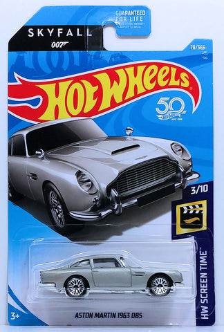 New 2018 Hot Wheels Aston Martin 1963 DB5 HW Screen Time Skyfall 007 James Bond Car Movie Car