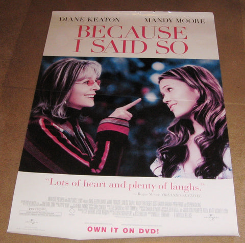 Because I Said So Movie Poster 27x40 Promotional Poster Used Diane Keaton, Mandy Moore