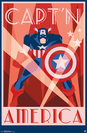 Captain America – Art Deco  Movie Poster RP13230 22x34 UPC882663032303 Marvel