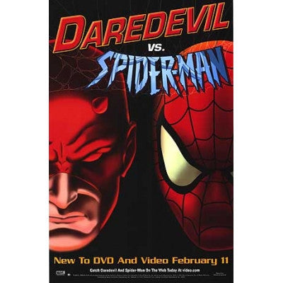 Daredevil Vs. Spider-Man Movie Poster 27x40 Cartoon Animated Used