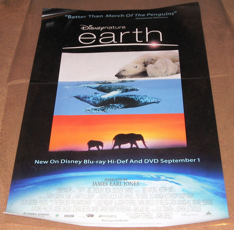Disney Nature Earth Movie Poster 27x40 Used Narrated By James Earl Jones