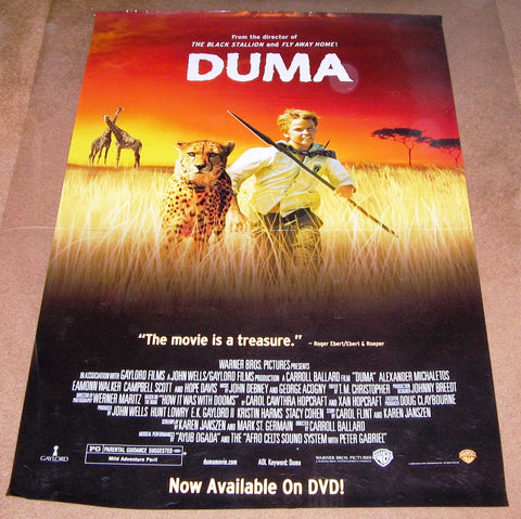 Duma Movie Poster 27x40 Used Eamonn Walker, Clive Scott, Savannah, Campbell Scott, Sam Ngakane, Sasha, Hope Davis, Nikita, Nicky Rebello, Jennifer Steyn, John Whiteley, Anthony
