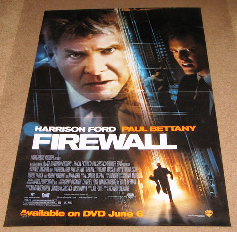 Firewall Movie Poster 27x40 Used Harrison Ford Paul Bettany