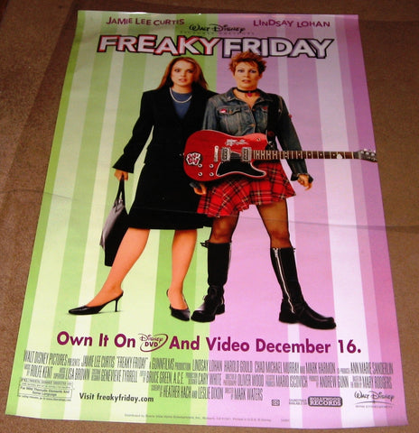 Freaky Friday Movie Poster 27x40 Used Disney Jamie Lee Curtis, Julie Gonzalo, Mark Harmon, Christina Vidal, Stephen Tobolowsky, Dina Waters, Rosalind Chao, Chad Michael Murray, Lindsay Lohan, Lee Burns, Willie Garson, Harold Gould