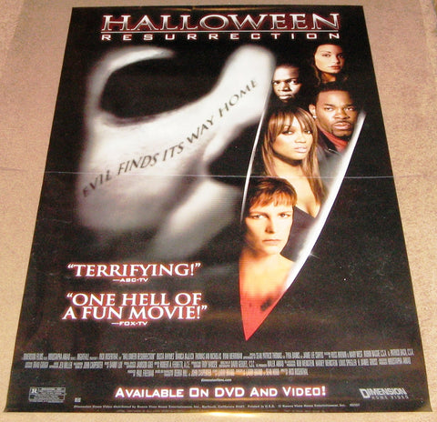 Halloween Resurrection Movie Poster 27x40 Used Bianca Kajlich, Brad Loree, Katee Sackhoff, Brent Chapman, Jamie Lee Curtis, Nancy Stephens, Brad Sihvon, Ryan Merriman, Billy Kay, David Lewis, Tyra Banks, Natassia Malthe