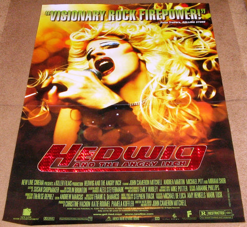Hedwig and the Angry Inch Movie Poster 27x40 Used Rosie O'Donnell, Michael Stevens, Sook-Yin Lee, Gene Pyrz, Andrea Martin, Alberta Watson, Taylor Abrahamse, Maurice Dean Wint, Rob Campbell, Maggie Moore, John Cameron Mitchell, Alan Mandell, Miriam Shor