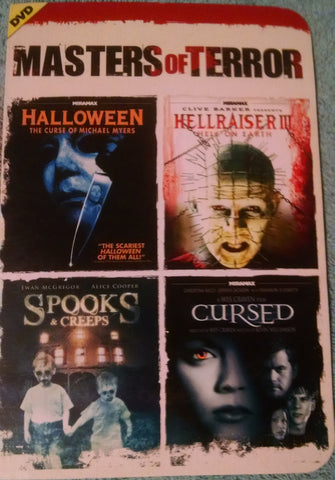 Masters of Terror 4 Movie Set Halloween 1978, Hellraiser 3, Spooks & Creeps, Cursed Used DVD UPC096009180249
